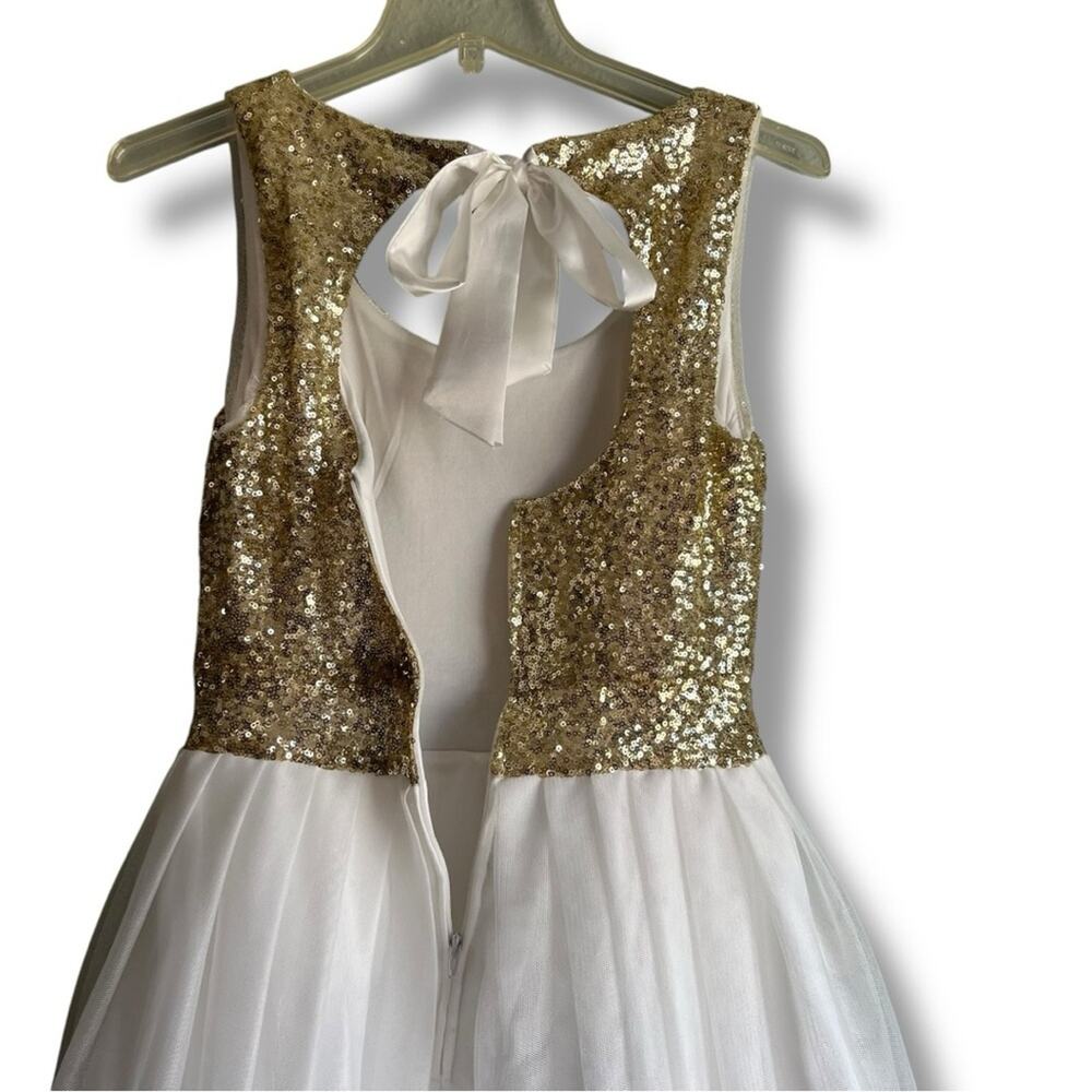 Windsor gold sequined tulle cocktail dress size 7 / 8 - Picture 8 of 12